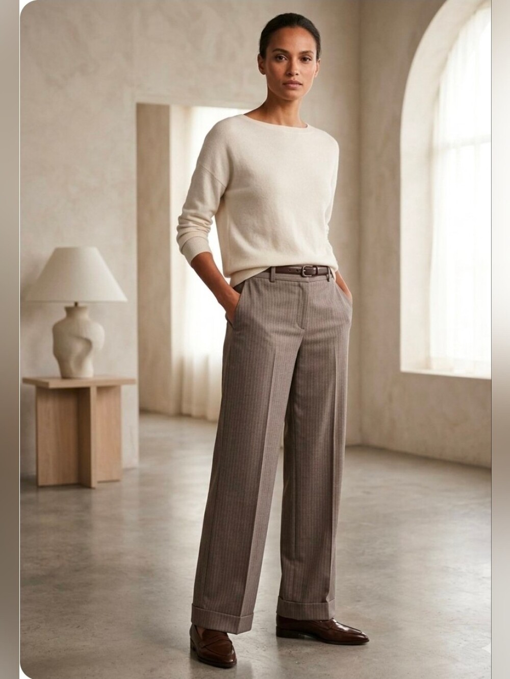 Ann Taylor Margo Pinstripe 99% Wool Pockets Lined Trousers 2